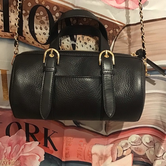 Michael Kors Stanton Medium East West Leather Barrel Messenger Black Multi. - Picture 12 of 16